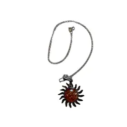 Sterling Necklace And Amber Sun Pendant