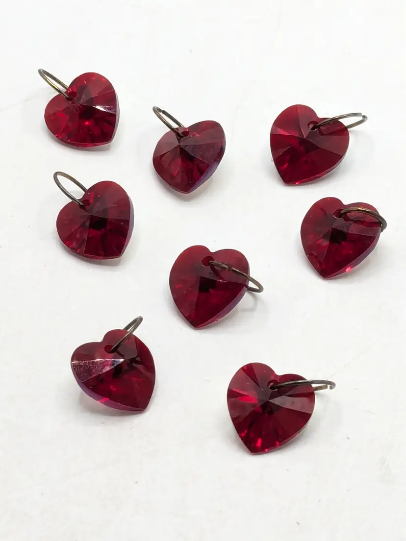 Red Heart Crystal Charms Set of 8 Jewelry