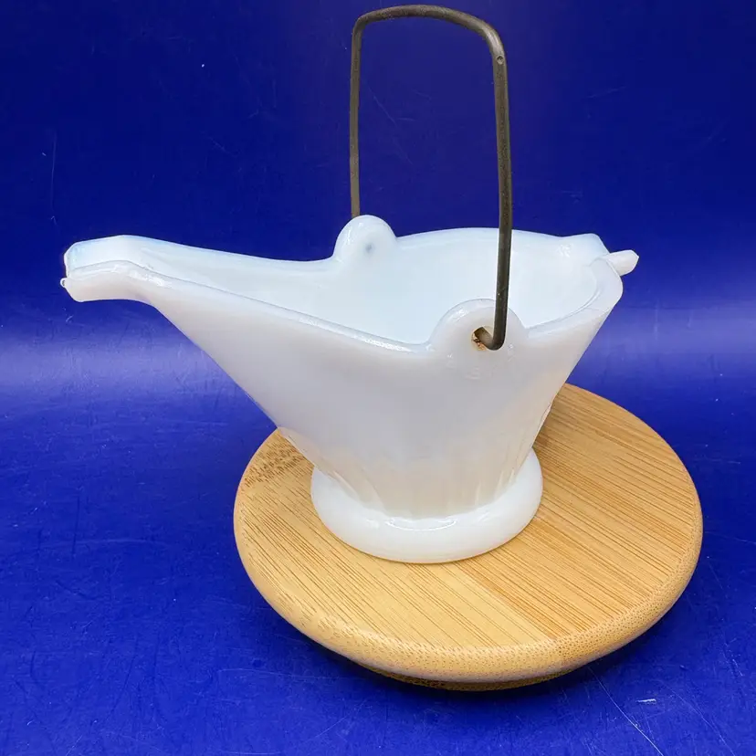 White Milk Glass Coal Bucket Scuttle Ashtray