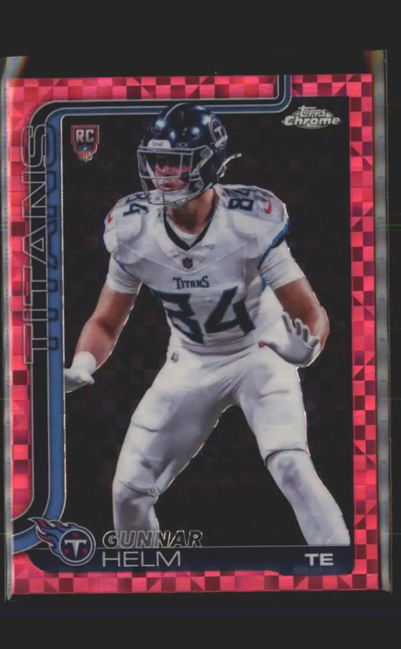 Gunnar Helm 2025 Topps Chrome #305 Hot Pink X-Fractor - (140) - Tennessee Titans