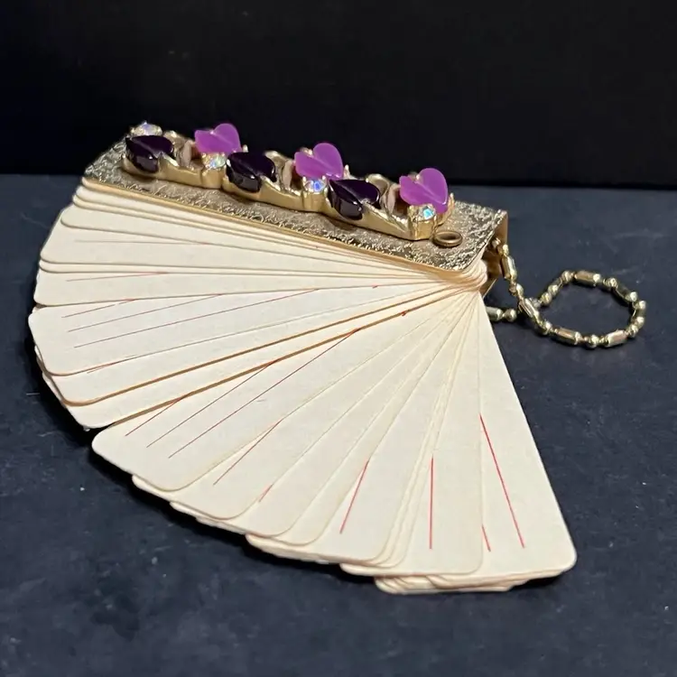 Vintage Address Keeper Goldtone Jeweled Case Unused ~0.75” x 2.75” x 0.75”