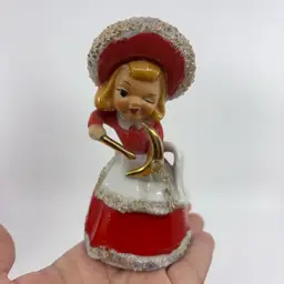 HTF Kitsch Vintage Napco Valentine’s Day Cupid Girl Bell Figurine with Bow Arrow Japan 1950s 4.25”