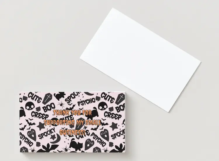 Thank You Pink Spooky Boo Halloween Small Business Cards – 50 Ct