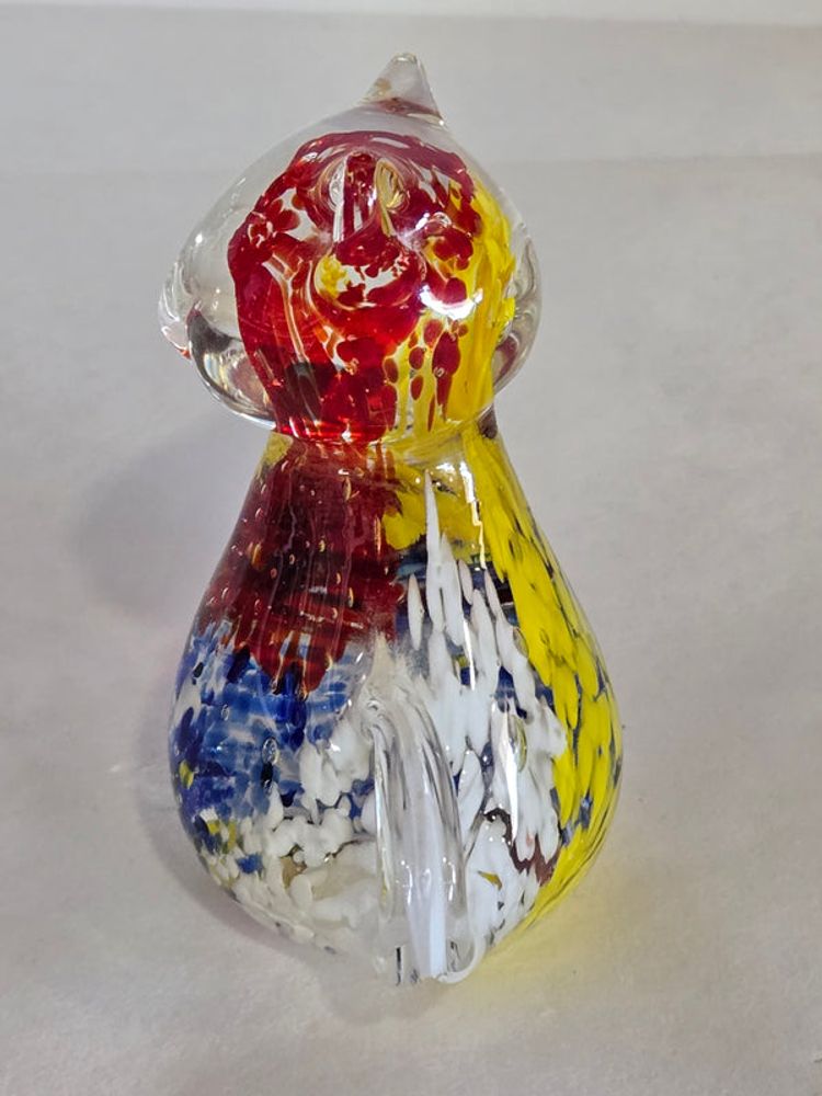 Vintage Multi Color Glass Cat Figure