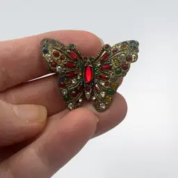 Art Deco Silver Toned Butterfly Brooch, 1-1/2”