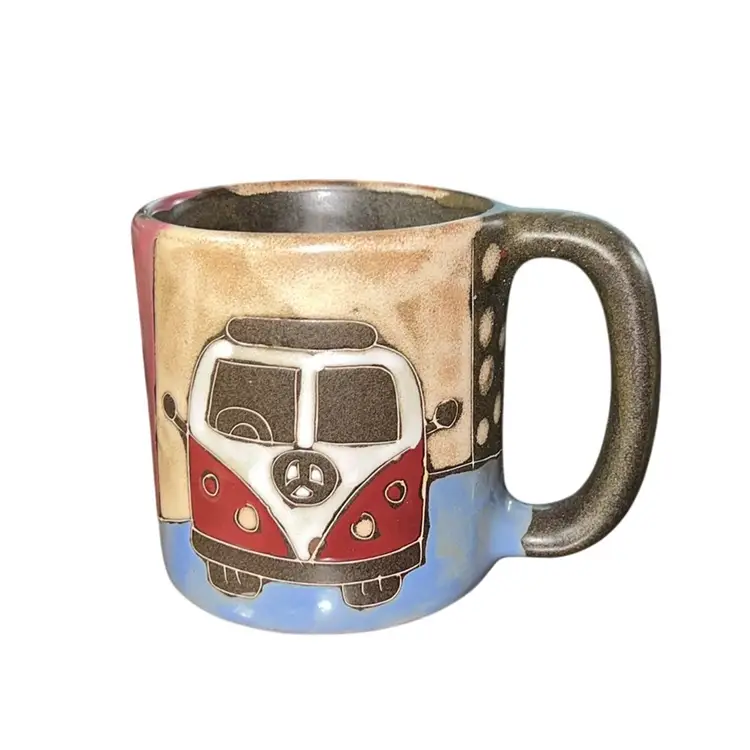 Harder to Find Mara Stoneware 'Love Bus' or 'VW Bus' mug Mexico