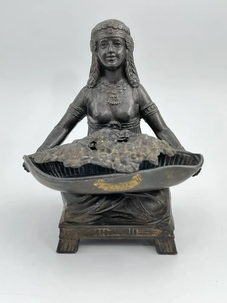 Antique Art Nouveau - Bronze Egyptian Revival - Egyptian Woman Incense Burner