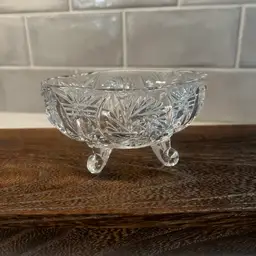 Vintage Art Deco Style Heavy Crystal Glass Bowl / Bonboniere 1940s