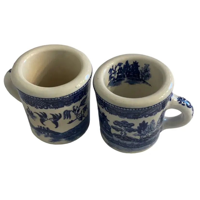 Blue And White Restaurant Ware Thick Mugs Made In Japan