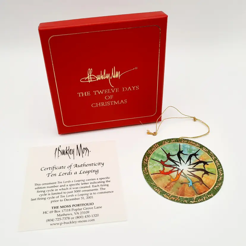 P Buckley Moss Ornament Anna Perenna Ten Lords a Leaping COA 4151/5000