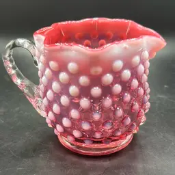 Fenton Cranberry Opalescent Hobnail Creamer