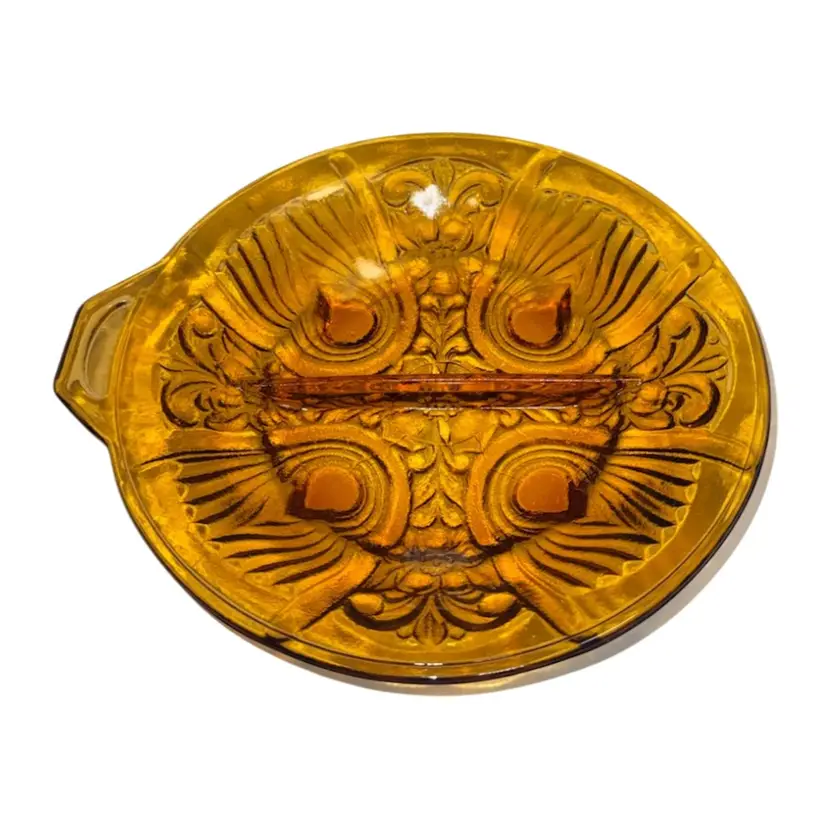 Indiana Glass Killarney Amber Divided Relish Dish Vintage