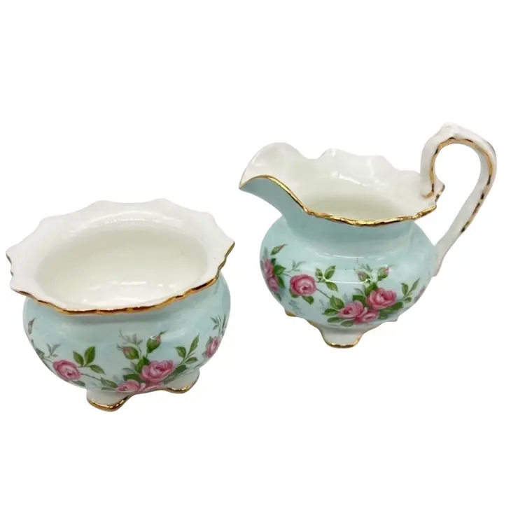 Vintage Creamer Sugar Set by John Aynsley & Sons England *1939-1960 👇