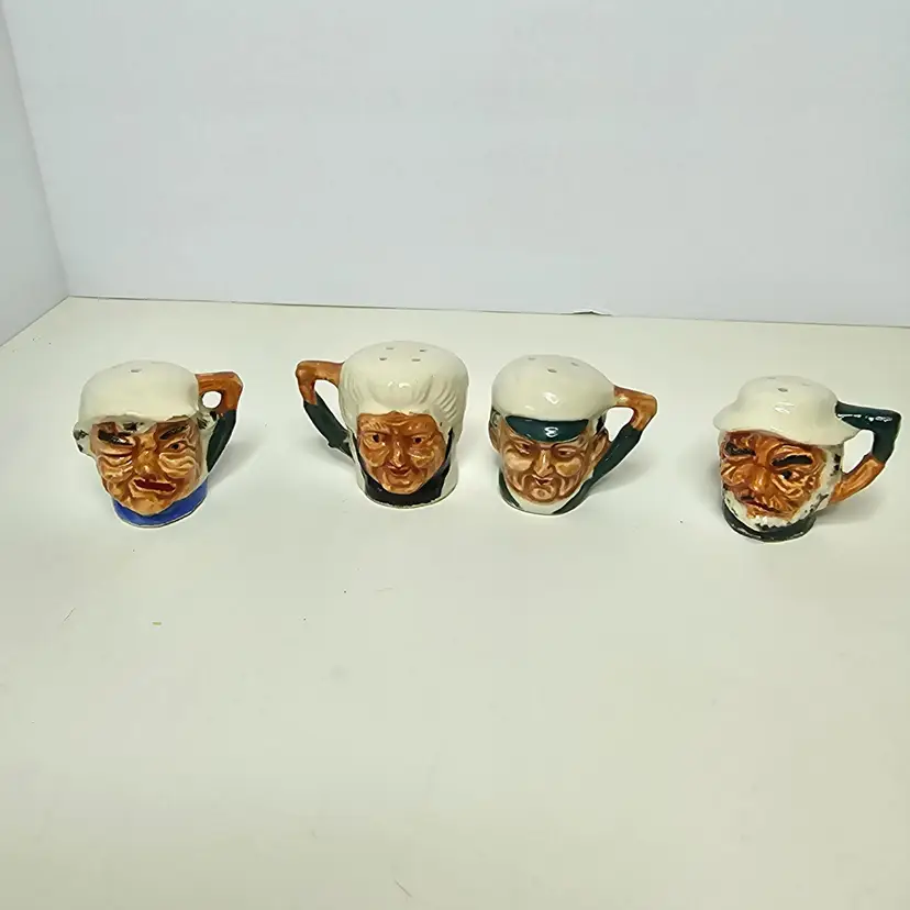 4 Vintage Toby Mug Shakers