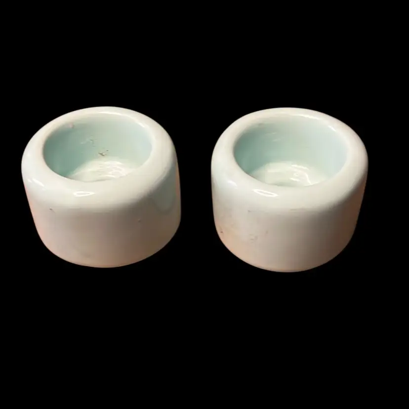 35a. Set Of Two Pier 1Teal Ceramic Candleholders.2” Tall