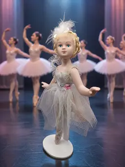 Porcelain swan lake ballerina jointed doll toe slippers blonde white tulle 8 in