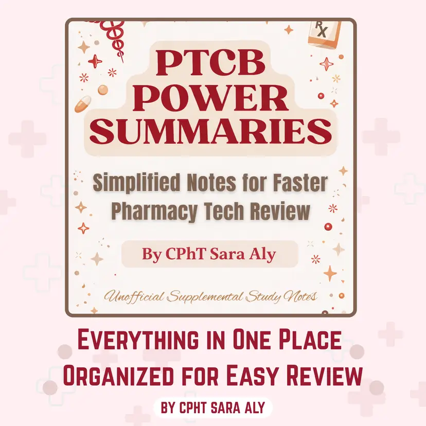 PTCB Power Summaries Binder | Pharmacy Technician Study Guide | PTCE Exam Prep Notes (Digital Download)