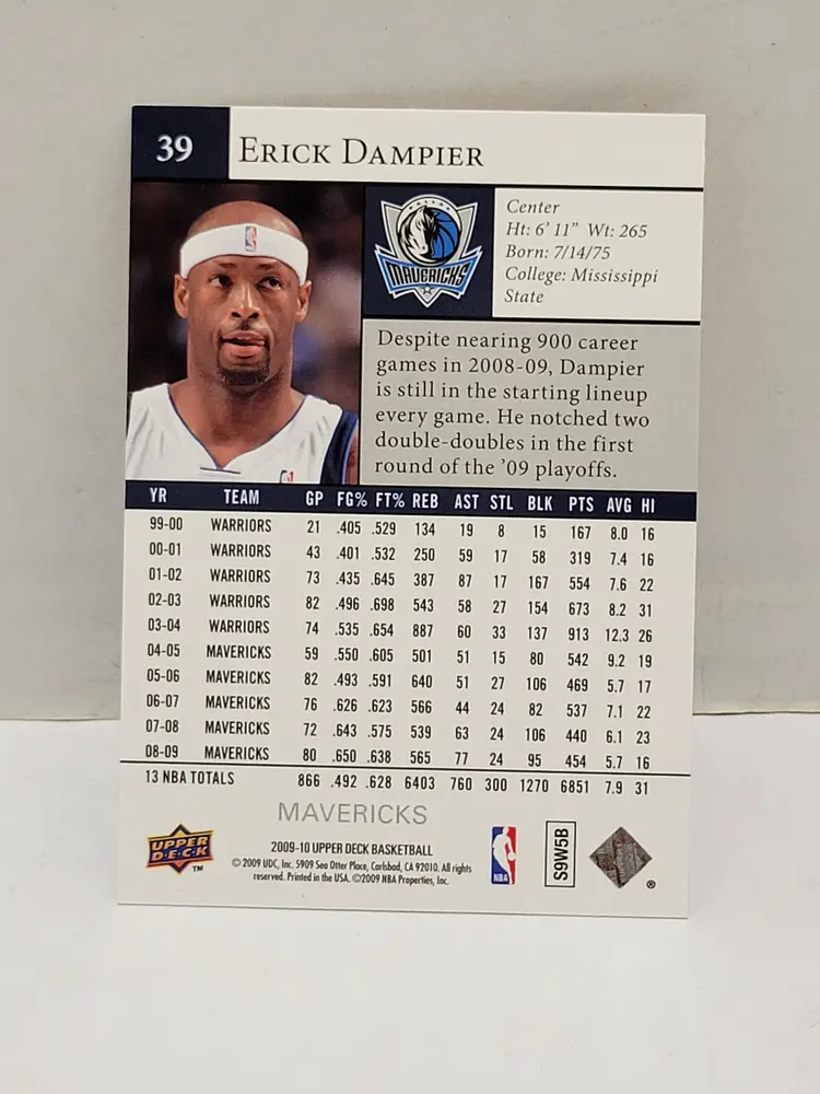 2009-10 Upper Deck - Erick Dampier #39 Dallas Mavericks