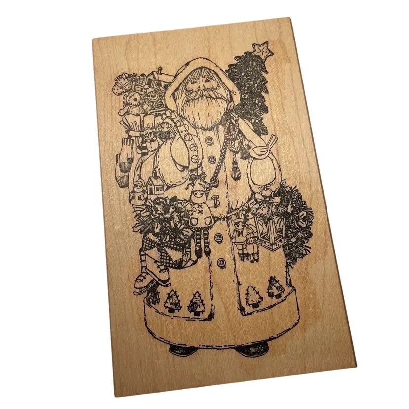 Peddler's Pack Stampworks Limited Edition Santa 1997 Wood Mount Rubber Stamp 6.5"x4"