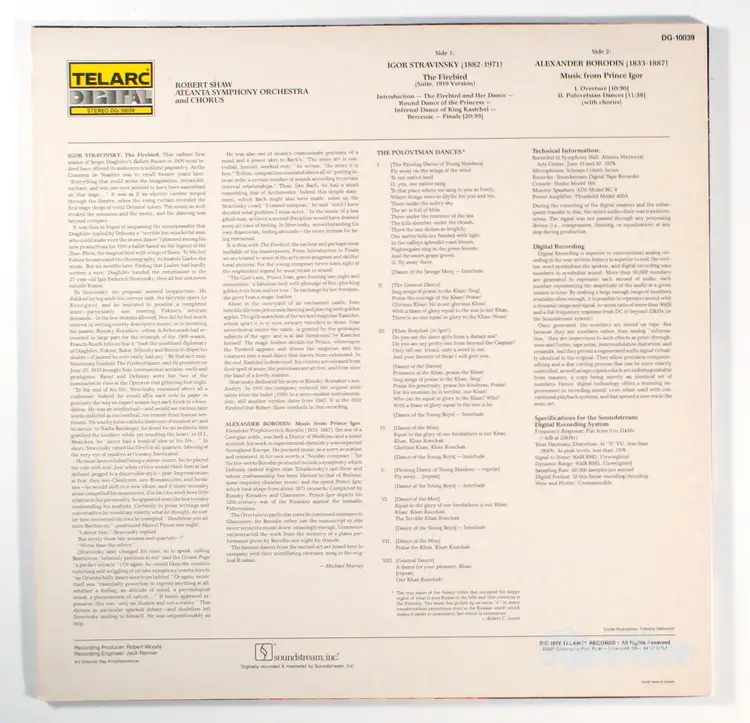 Robert Shaw - The Firebird/Overtures And Polovetsian Dances (1978) Vinyl LP