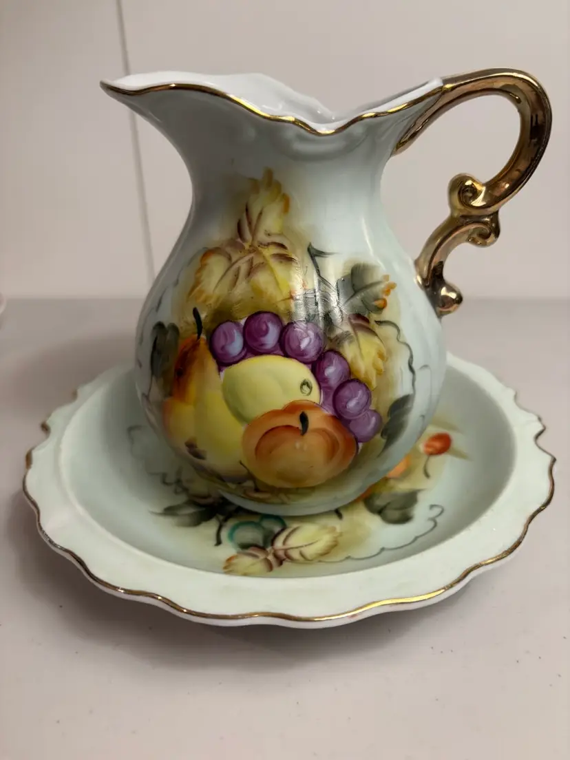 Lefton China -  Pattern 6280 - Hand Painted  Mini Pitcher and Bowl Set - 2 pcs