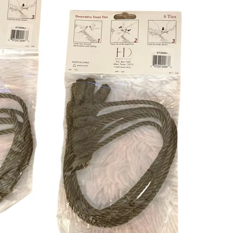 #02 - Haute Decor, Holiday Decorative Garland Twist Ties, 6-Pack, 20-inch, Olive Green