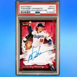 Yoshinobu Yamamoto PSA 10 Auto Red Lava Refractor 4/5 RC - 2024 Topps Finest - Los Angeles Dodgers - Rookie Autograph