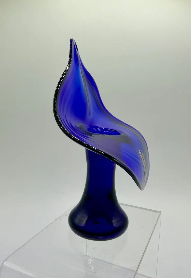 Vintage Pilgrim Art Glass Cobalt Jack in Pulpit Vase Candle Holder 5.75” USA