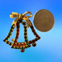Red And Green Rhinestone Bell