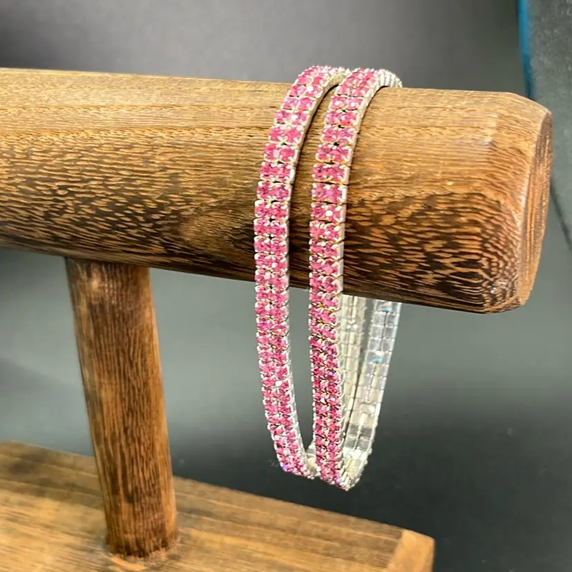 Two Pink Rhinestone Bracelets? Anklets?