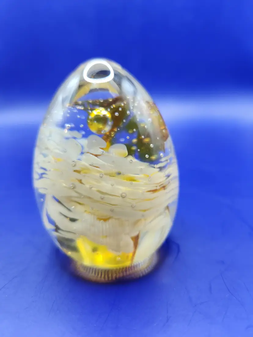 Caithness BLESSING Gold Yellow White Paperweight - Scotland