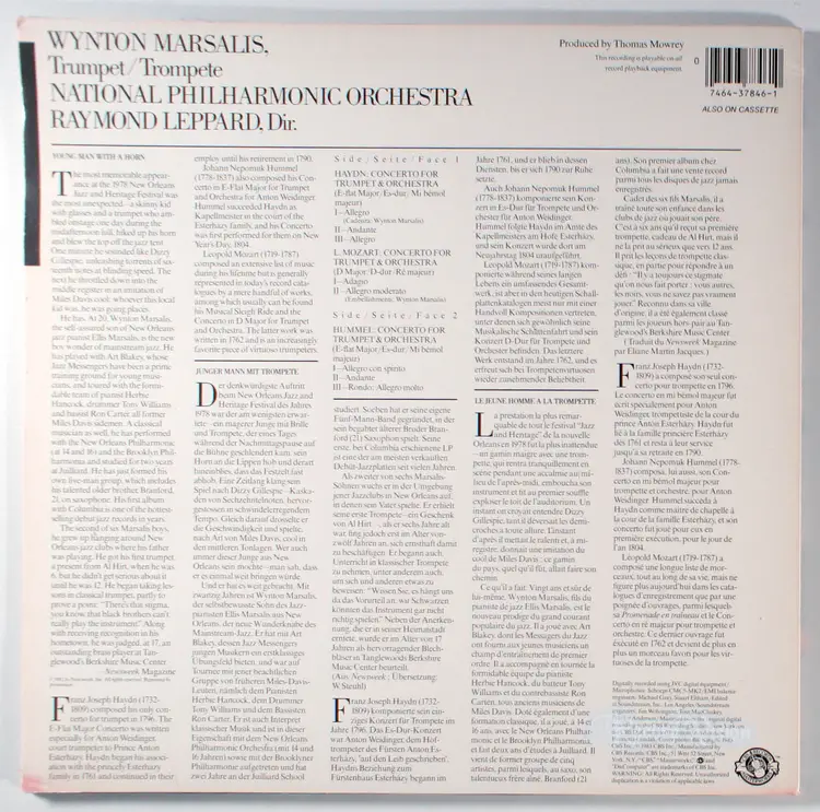 Wynton Marsalis - Trumpet Concertos (1983) Vinyl LP • Raymond Leppard, Classical