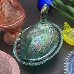 Carnival Glass Hen On Nest