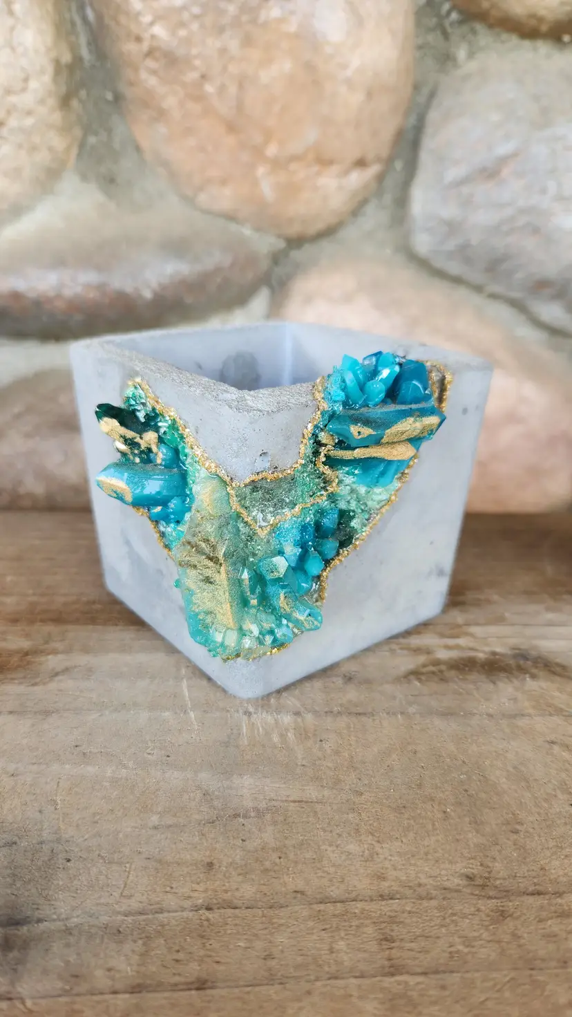 Geode Pot - TURQUOISE/GOLD - Square