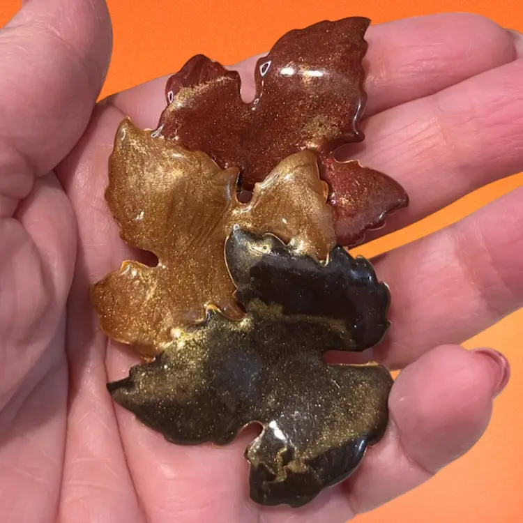 Enamel Autumn Maple Leaves Brooch