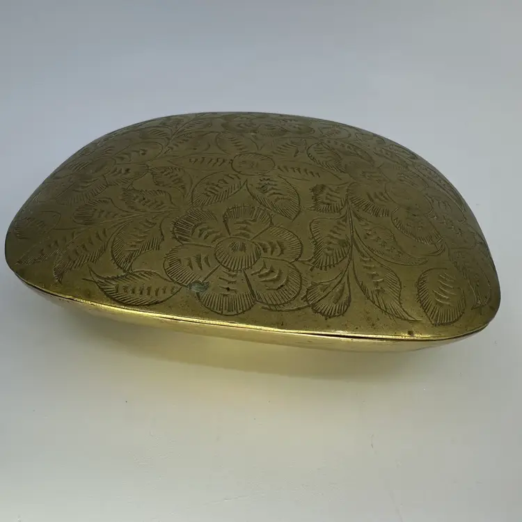 Brass Trinket Box With Etched Lid