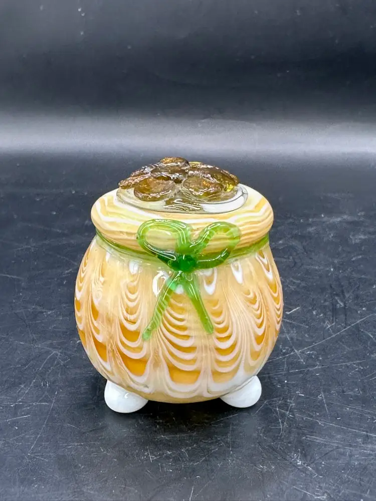 Vintage Lenox Irish Follow The Rainbow Glass Pot Of Gold 2”