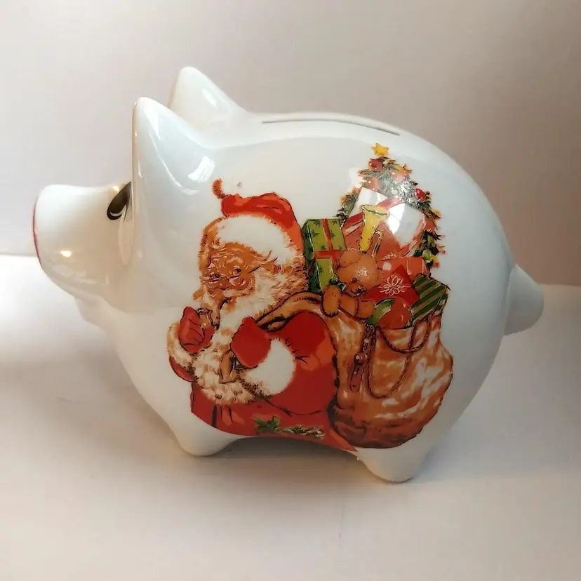Vintage Reutter Porzellan Germany, Christmas, Santa Piggy Bank, HTF Version!!!