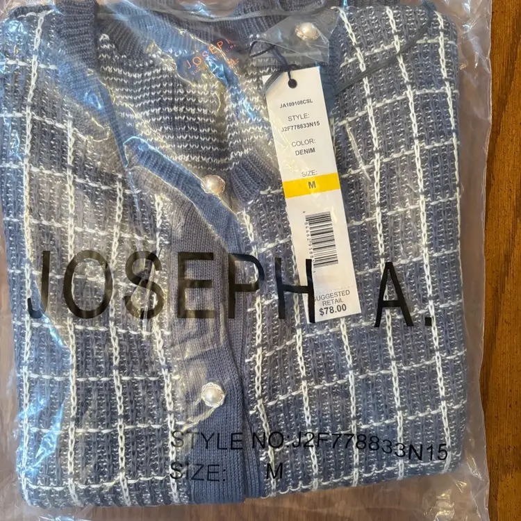 Joseph A. Womens Sweater - Navy & White Size Medium