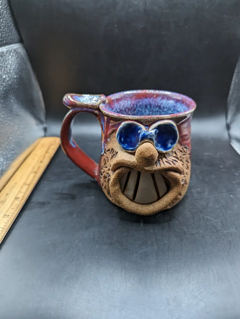 Vintage Stoneware Funny Face Mug Unidentified Maker