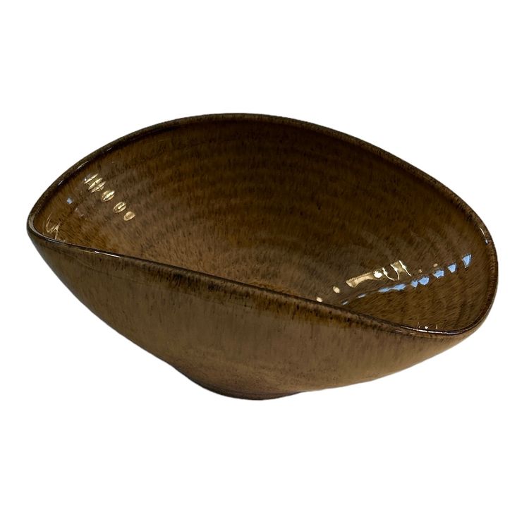 Potts Pottery Brown Glazed Curved Bowl - Signed J.P. Potts from N.C.