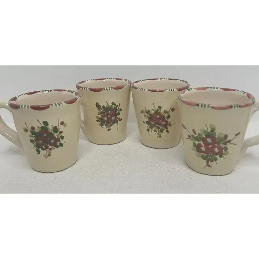 Vintage Set Of 4 Coffee Cups ~ LAMAS Pottery Italy Hand Crafted