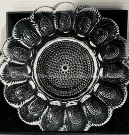 1960s Indiana Glass Deviled Egg Tray, Thick Hobnail Glass