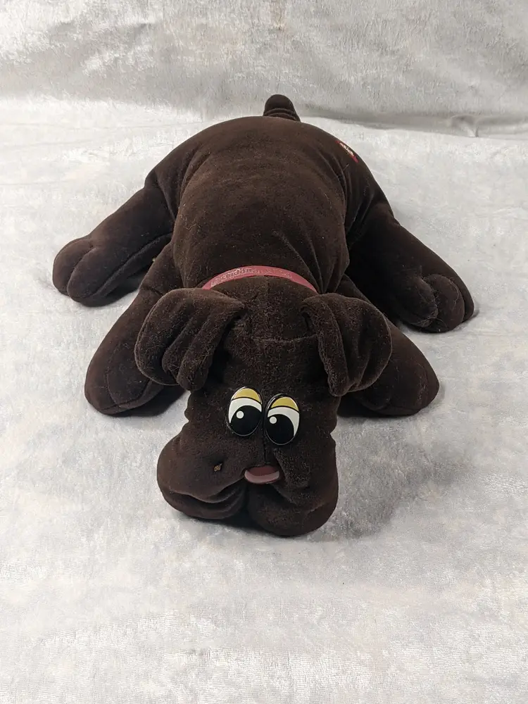 Vintage Tonka Pound Puppies Dark Brown Puppy Dog w/ Collar 17” Plush Toy 1985 stuffed Animal  Puppy Childhood Gift