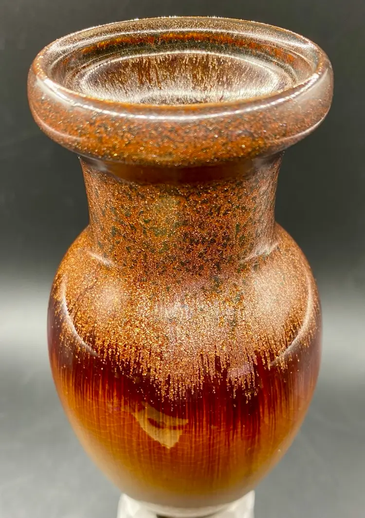 Elegant Expressions by Hosley, Copper Glitter Glazed Ceramic Bottle Vase, 6"