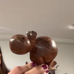 Wooden Bulbous Hippo Figurine 4”