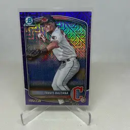 2025 Bowman Chrome Prospects Travis Bazzana #BCP-131 Purple Mojo Refractor 106/250 Cleveland Guardians