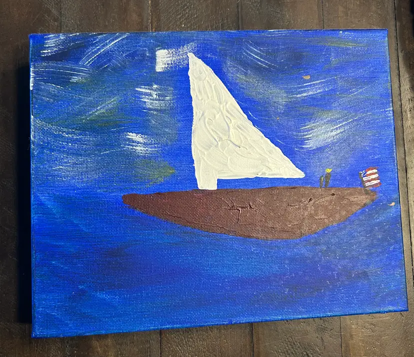 Painting sailboat Folk art