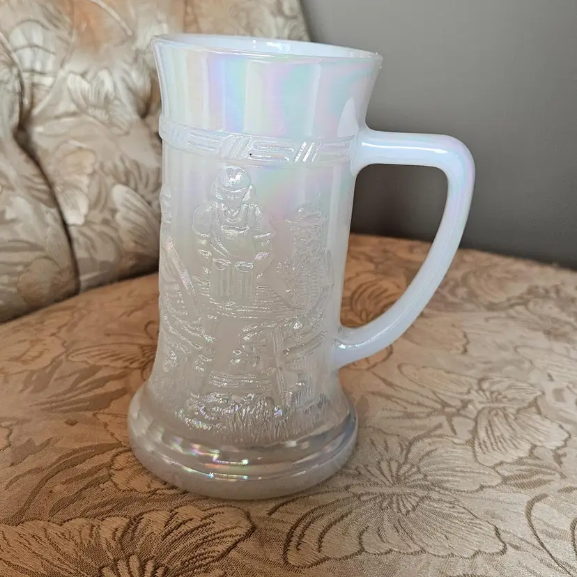 Vintage Federal Opaque Milk Glass Beer Stein Tankard 1950s Tavern Pub Mug