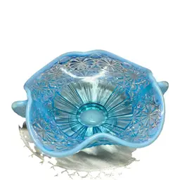 Antique Davidson Blue Pearline Victorian “Lady
Chippendale” Basket/Bowl